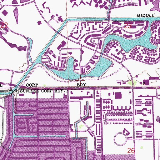 Topographic Map of Lauderhill Police Department, FL