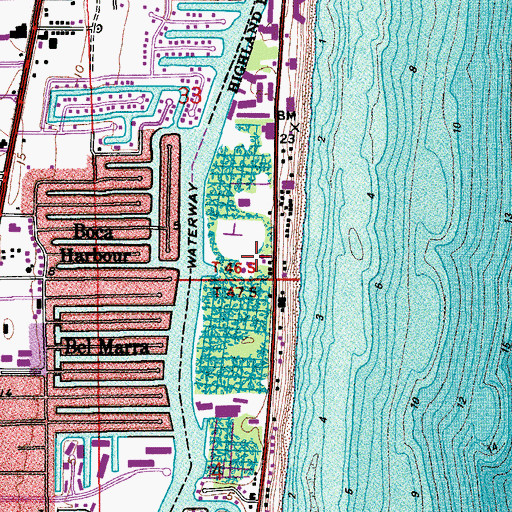 Topographic Map of Highland Beach Police Department, FL