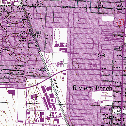 Topographic Map of Riviera Beach Police Department, FL