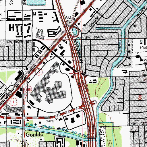 Topographic Map of Miami - Dade County Police Department - Town of Cutler Bay, FL