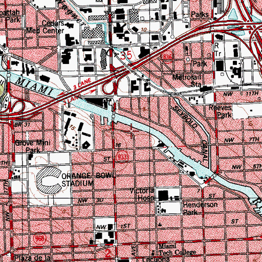 Topographic Map of Miami Police Department - Bomb Squad, FL