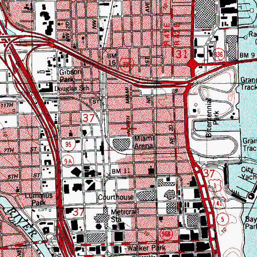 Topographic Map of Miami Police Department - Canine Unit, FL