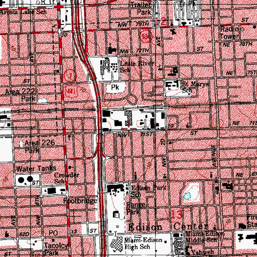Topographic Map of Miami Police Department - Little Haiti NET, FL