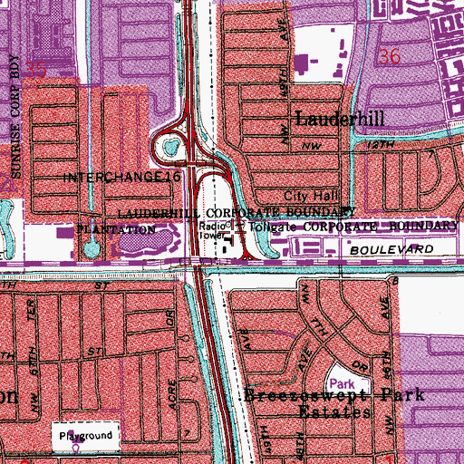 Topographic Map of Florida Highway Patrol - Plantation Troop K, FL