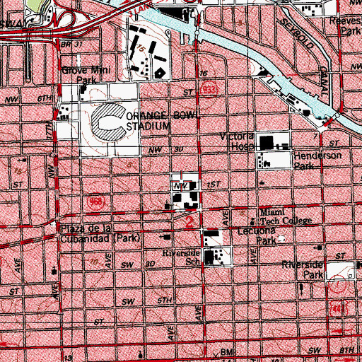 Topographic Map of Miami Police Department - Little Havana NET, FL