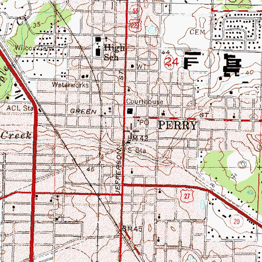 Topographic Map of Perry Police Department, FL