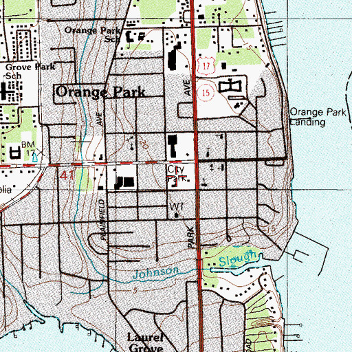 Topographic Map of Orange Park Police Department, FL