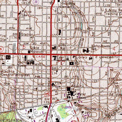 Topographic Map of Alachua County Court, FL