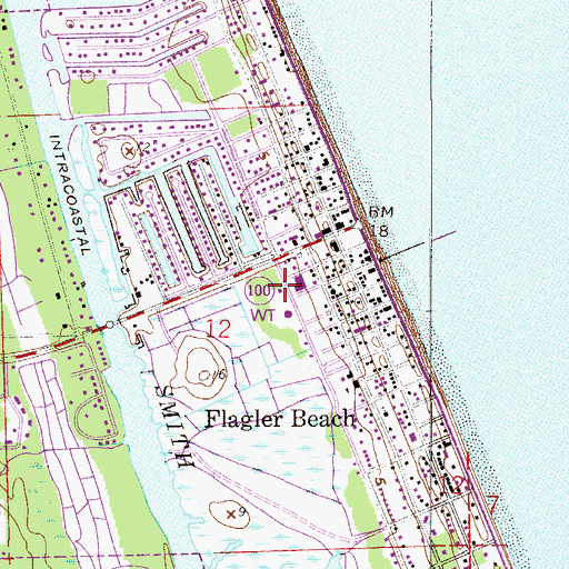 Topographic Map of Flagler Beach Police Department, FL