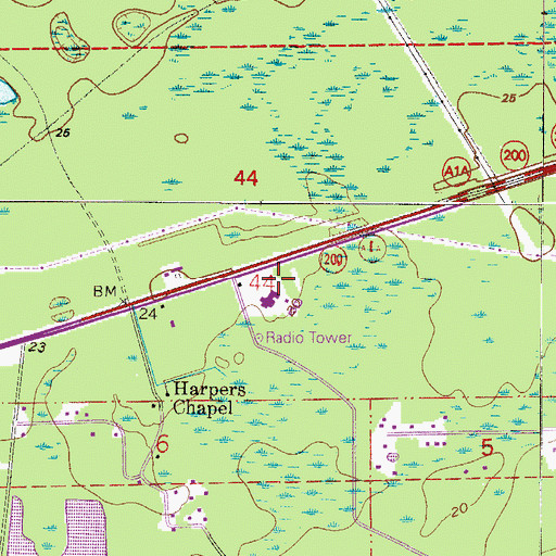 Topographic Map of Nassau County Sheriff's Office, FL