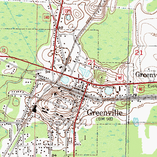 Topographic Map of Greenville Police Department, FL