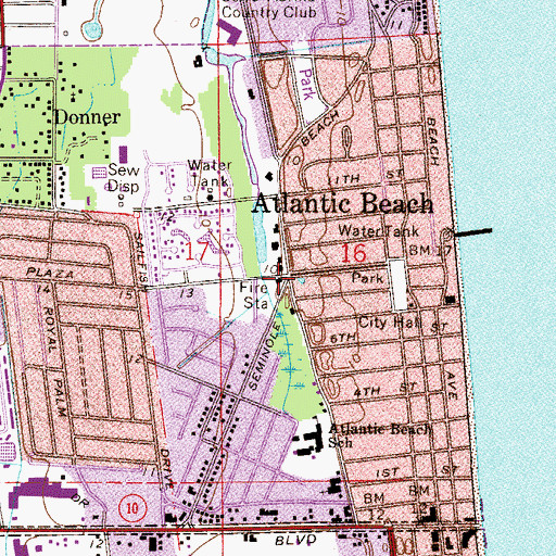 Topographic Map of Atlantic Beach Police Department, FL