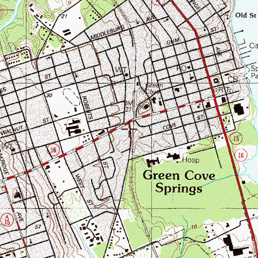 Topographic Map of Green Cove Springs Police Department, FL