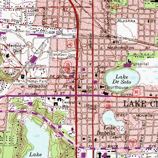 Topographic Map of Lake City Police Department, FL