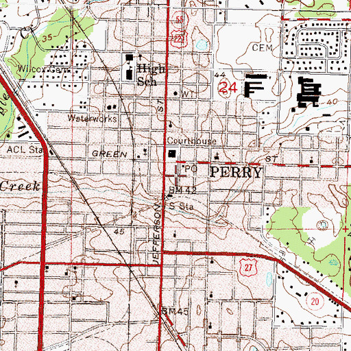 Topographic Map of Perry Police Department, FL
