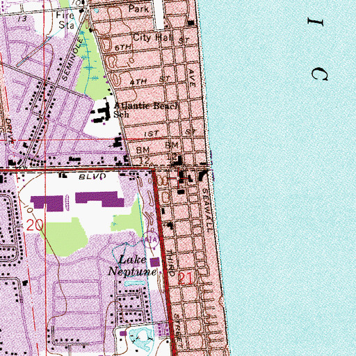 Topographic Map of Neptune Beach Police Department, FL