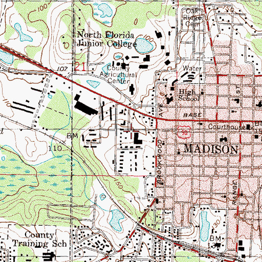 Topographic Map of Madison County Sheriff's Office, FL