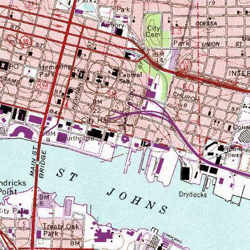 Topographic Map of Jacksonville Sheriff's Office Headquarters, FL