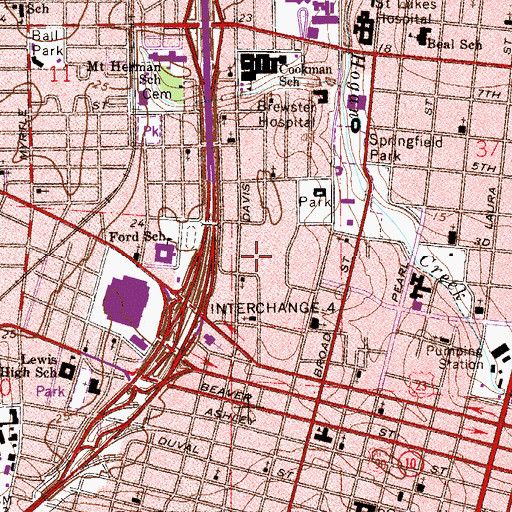 Topographic Map of Jacksonville Housing Police, FL