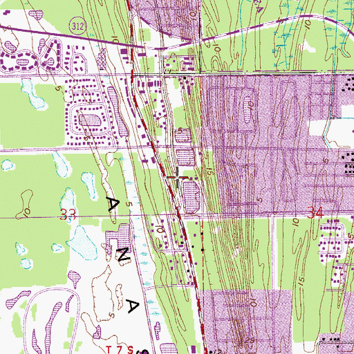 Topographic Map of Saint Augustine Beach Police Department, FL