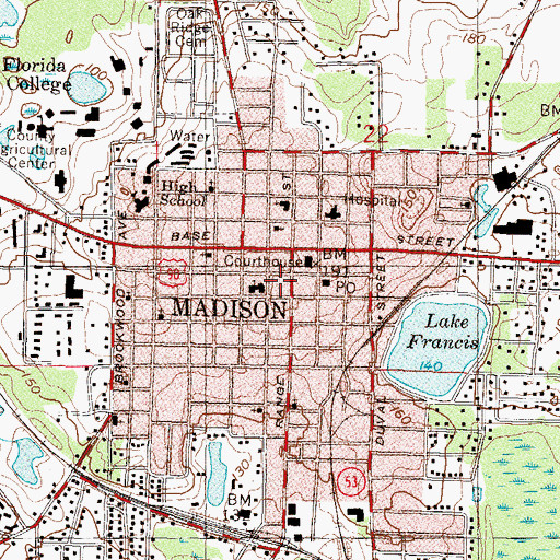 Topographic Map of Madison Police Department, FL