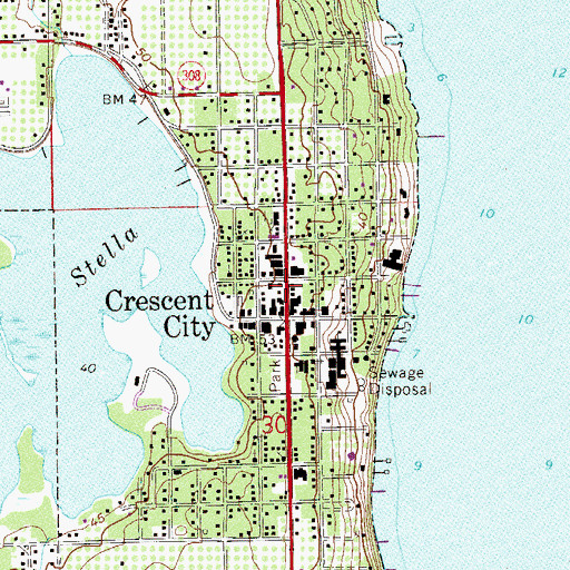 Topographic Map of Crescent City Police Department, FL