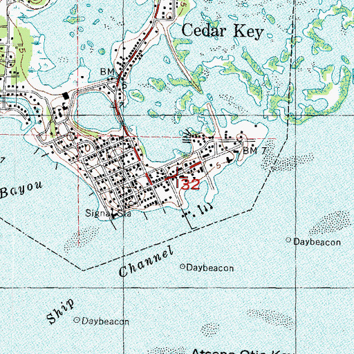 Topographic Map of Cedar Key Police Department, FL