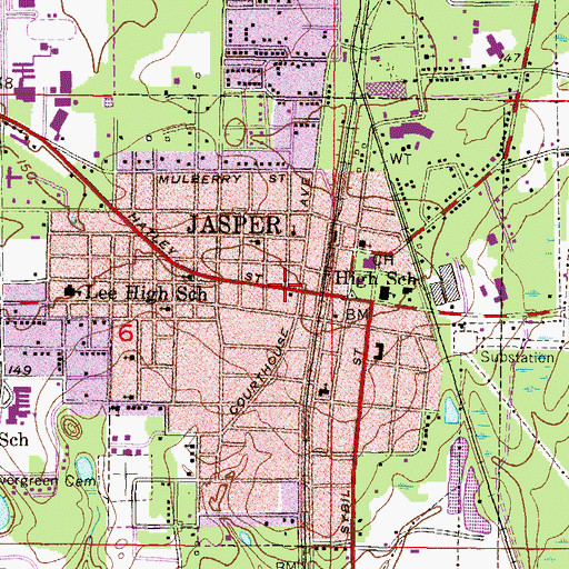 Topographic Map of Jasper Police Department, FL