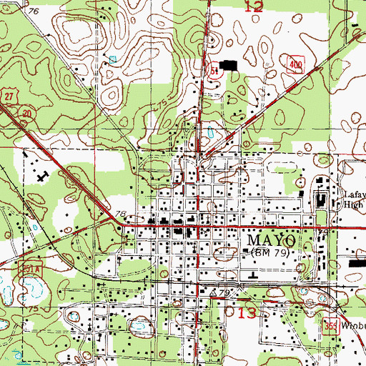 Topographic Map of Lafayette County Sheriff's Office, FL