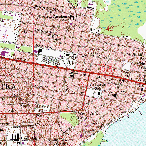 Topographic Map of Palatka Police Department, FL