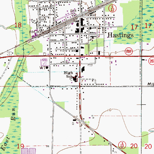 Topographic Map of Saint Johns County Sheriff's Office - Hastings Field Office, FL