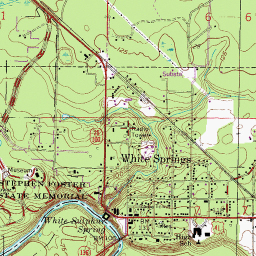 Topographic Map of White Springs Police Department, FL