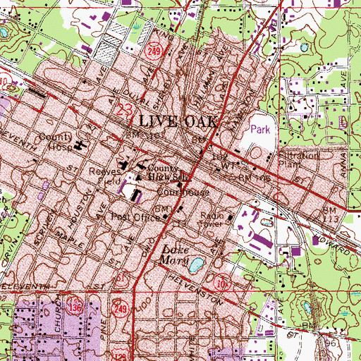 Topographic Map of Suwannee County Sheriff's Office, FL