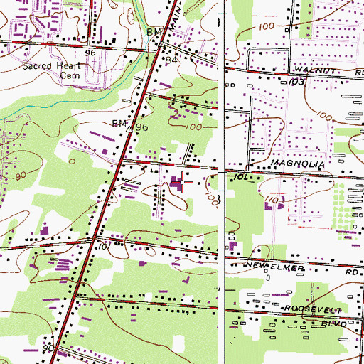 Topographic Map of John H Winslow Elementary School, NJ