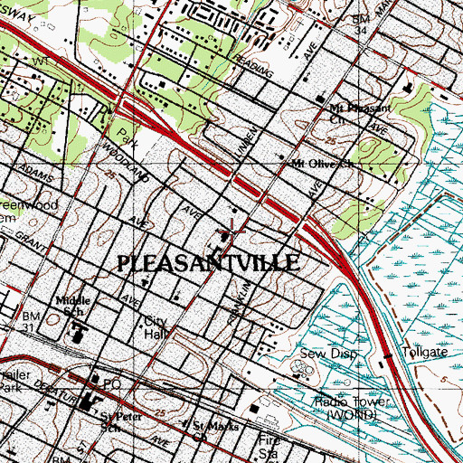 Topographic Map of North Main Street Elementary School, NJ
