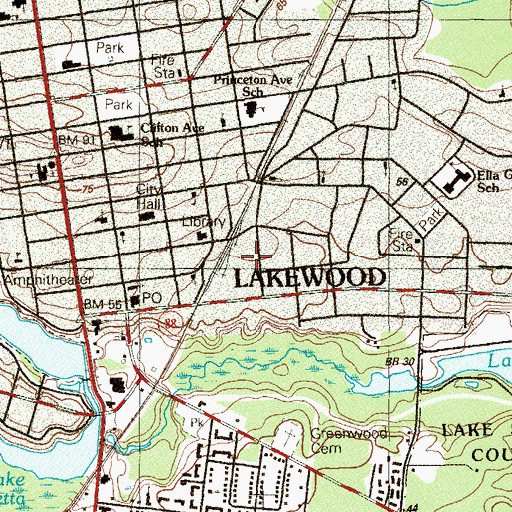 Topographic Map of Bais Faiga Park Avenue Campus School, NJ