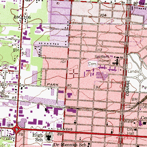 Topographic Map of Max Leuchter Elementary School, NJ