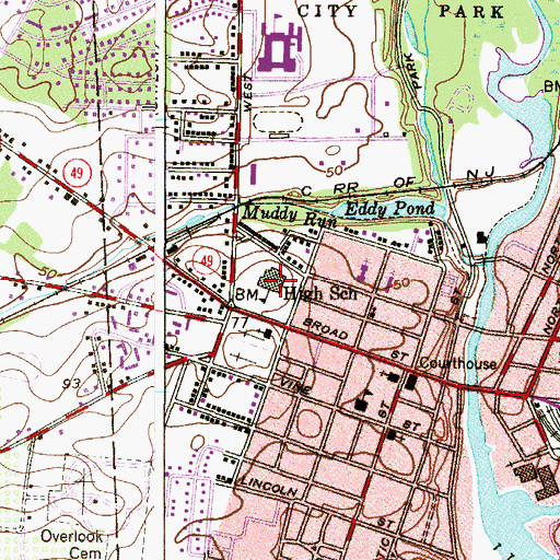 Topographic Map of Broad Street Elementary School, NJ