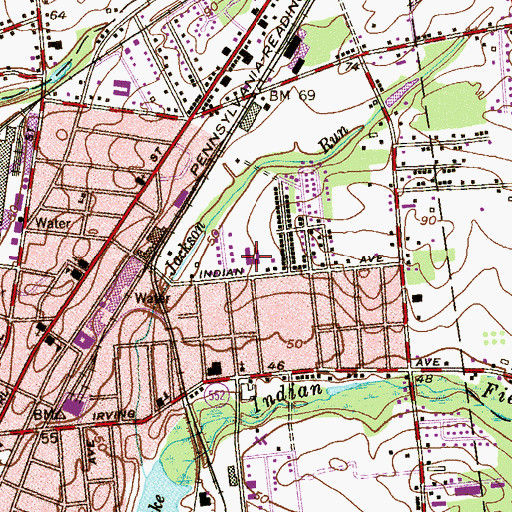 Topographic Map of Indian Avenue Elementary School, NJ