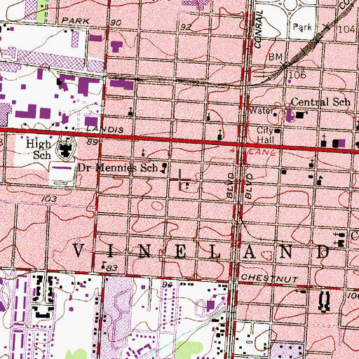 Topographic Map of Creative Achievement Academy Grape Street School, NJ