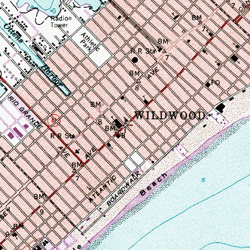 Topographic Map of Wildwood Middle School, NJ