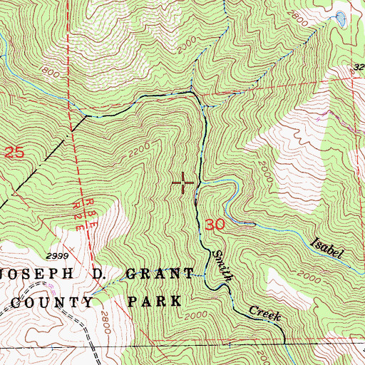Topographic Map of Smith Creek, CA