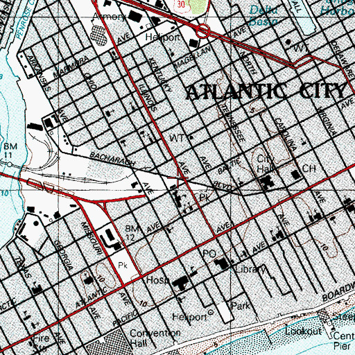 Topographic Map of Oceanside Charter School, NJ
