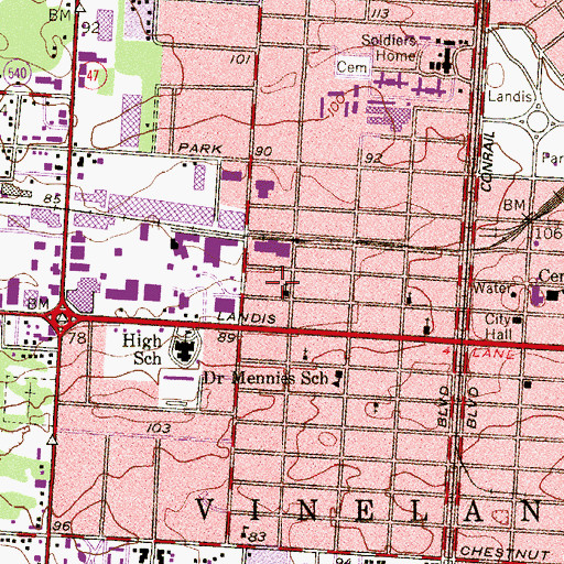 Topographic Map of Creative Achievement Academy Wood Street Elementary School, NJ