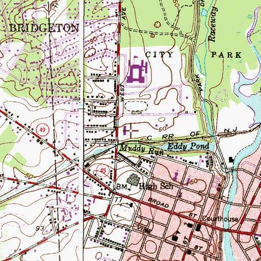 Topographic Map of West Avenue Elementary School, NJ