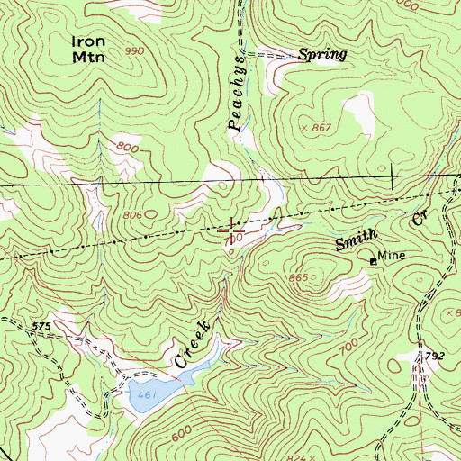 Topographic Map of Smith Creek, CA
