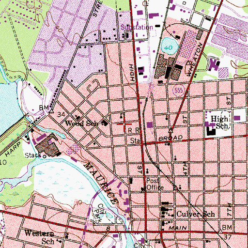 Topographic Map of Saint Mary Magdalen Elementary School, NJ