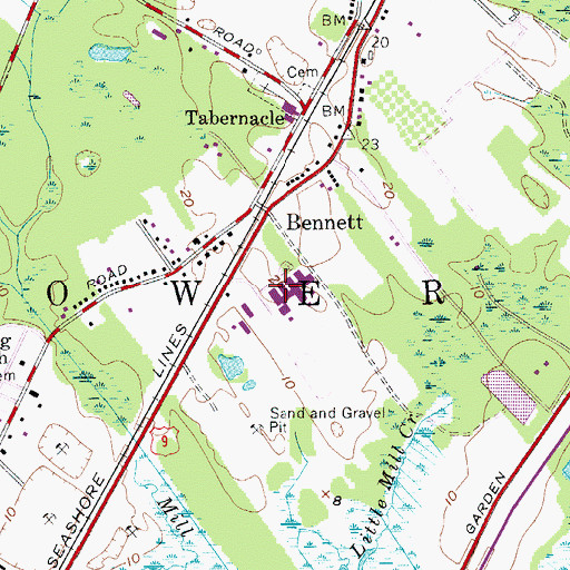 Topographic Map of Lower Cape May Regional High School, NJ