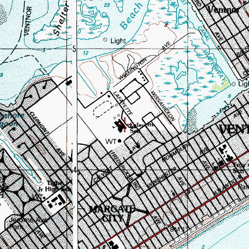 Topographic Map of Ventnor Middle School, NJ