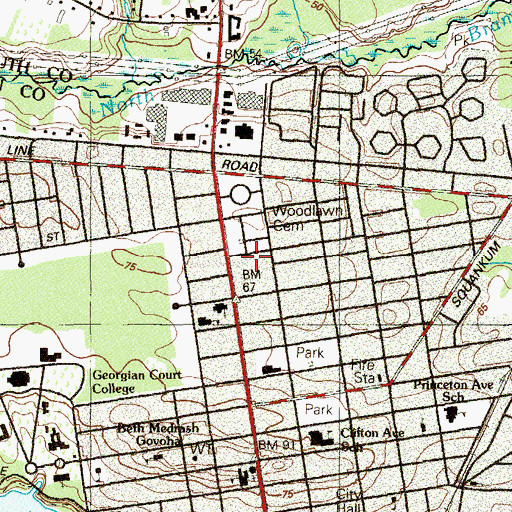Topographic Map of Bais Faiga School, NJ